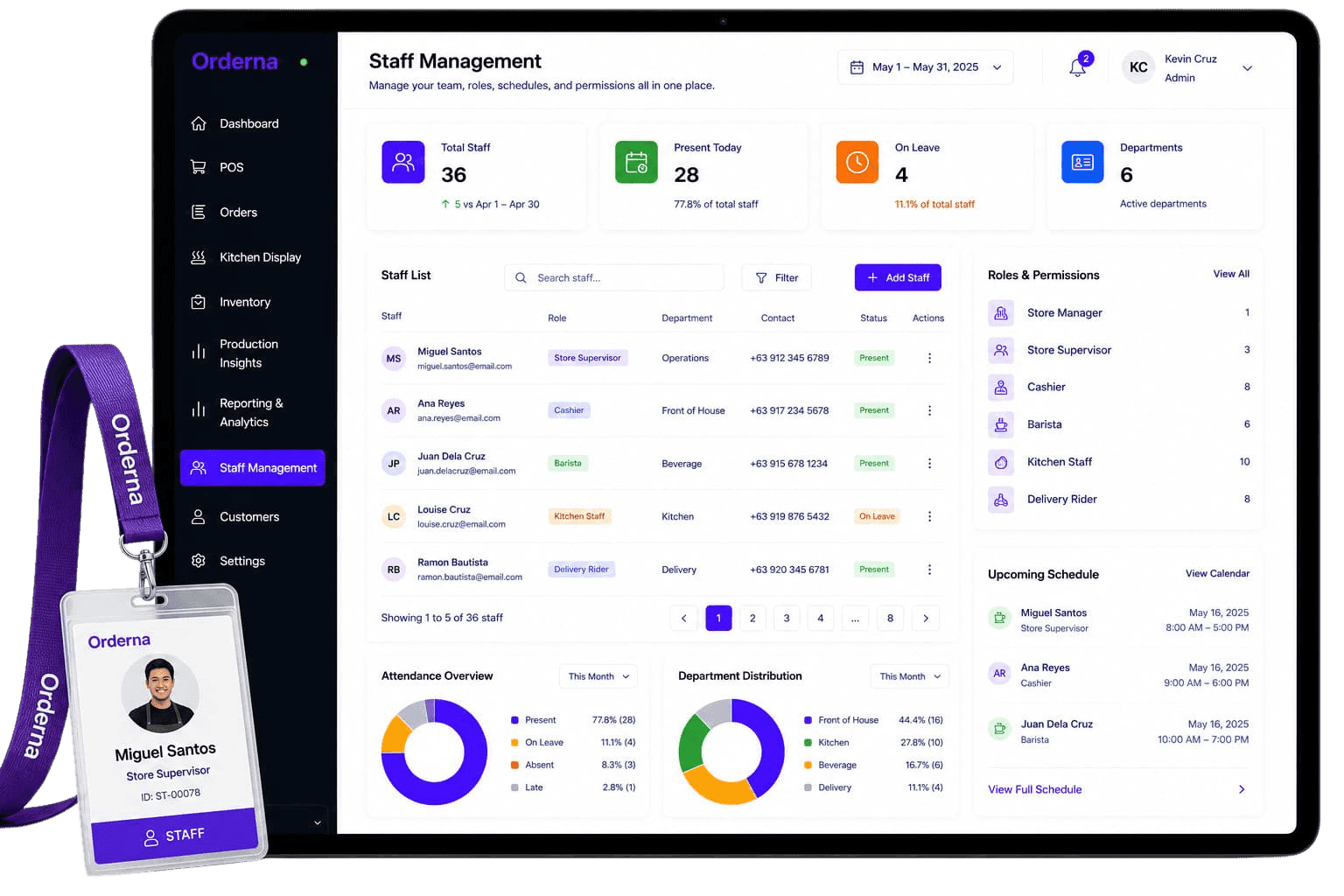 Orderna Staff Management